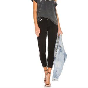 Agolde Sophie Crop High Rise Skinny Jeans in Jet Black Stretch Denim Women's 25